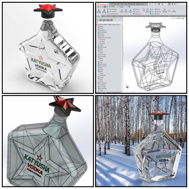 3D Star Vodka Bottle Concept